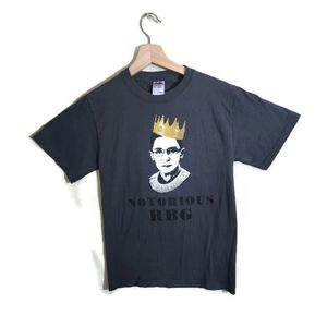 FRUIT OF THE LOOM Gray "Notorious RBG" Short Sleeve Round Neck Graphic T-Shirt S